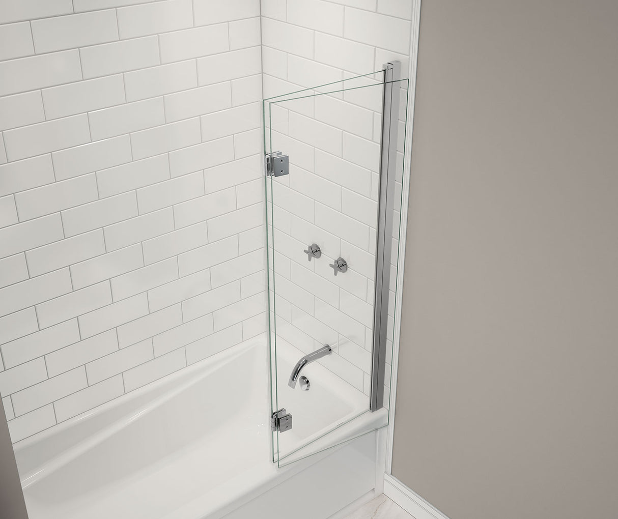 MAAX 138600-900-084-000 Axial Access 42 x 56 in. 6 mm Pivot Tub Screen for Alcove Installation with Clear glass in Chrome