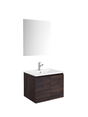 DAX Malibu Engineered Wood and Porcelain Onix Basin with Vanity Cabinet, 24", Wenge DAX-MAL012413-ONX