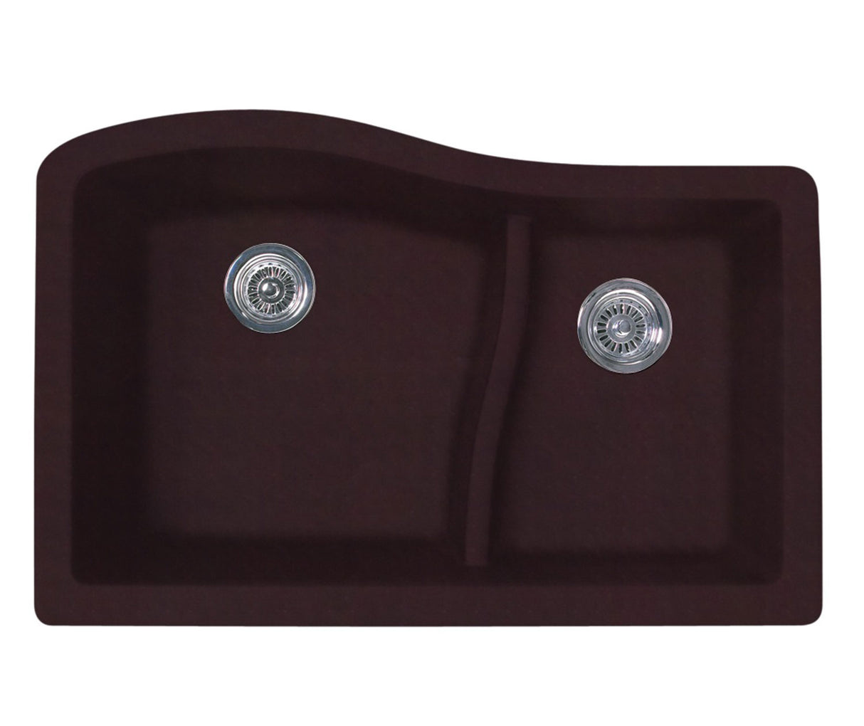 Swanstone QULS-3322 22 x 33 Granite Undermount Double Bowl Sink in Espresso QU03322LS.170