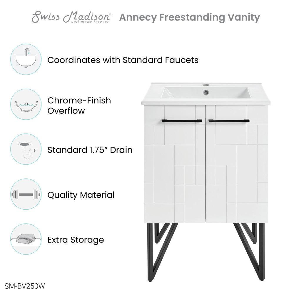 Annecy 24" Bathroom Vanity in Mondrian White