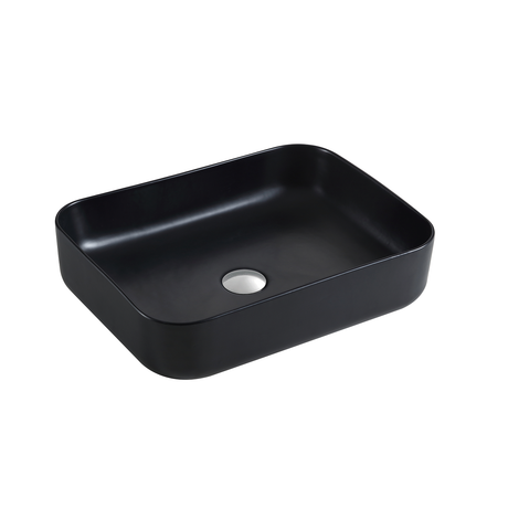 DAX Ceramic Rectangle Bathroom Vessel Basin, Matte Black DAX-CL1285-BM