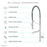 Novuet Single Handle, Pull-Down Kitchen Faucet with Pot Filler in Chrome