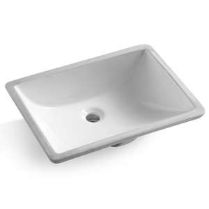 DAX Ceramic Square Undermount Bathroom Basin, 18", Glossy White BSN-202M-W