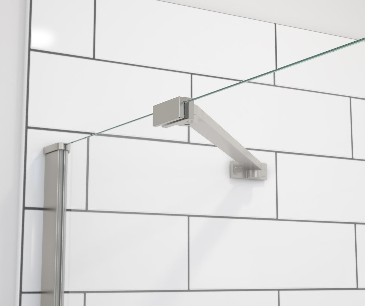 MAAX 139580-900-305-000 Reveal Sleek 71 56-59 x 71 ½ in. 8mm Pivot Shower Door for Alcove Installation with Clear glass in Brushed Nickel