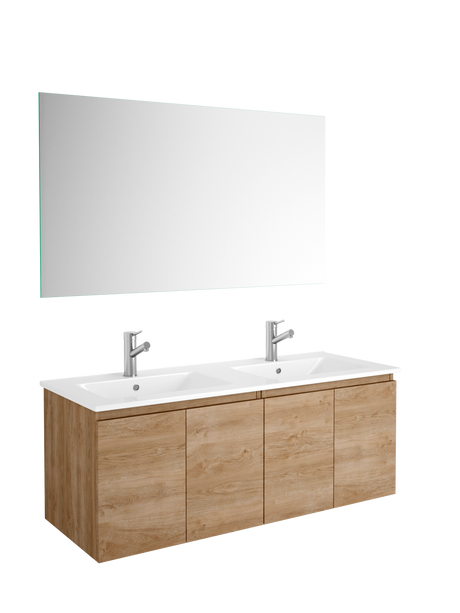 DAX Malibu Engineered Wood and Porcelain Onix Basin with Double Vanity Cabinet, 48", Oak DAX-MAL014814-ONX