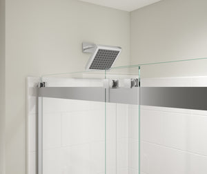 MAAX 135694-900-084-000 Revelation Square 56-59 x 70 ½-73 in. 8mm Bypass Shower Door for Alcove Installation with Clear glass in Chrome