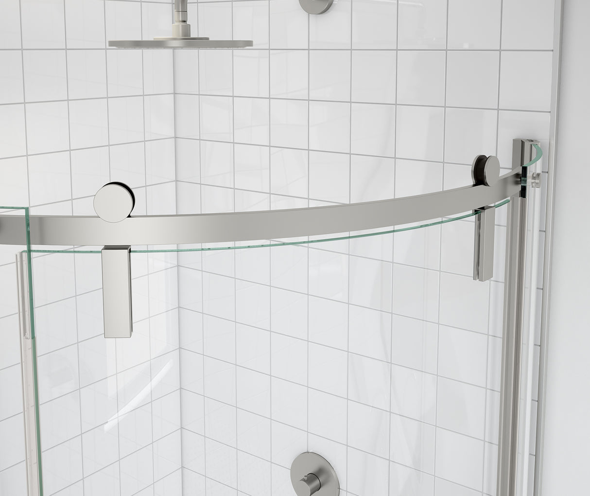 MAAX 139410-900-305-002 Outback Round 36 x 36 x 75 5/8 in. 8mm Sliding Shower Door for Corner Installation with Clear glass in Brushed Nickel