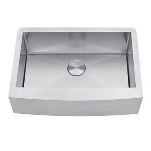 DAX Stainless Steel Farm Kitchen Sink with 1 Bowl and 18 Gauge (Includes Bottom Grid and Strainer), Brushed Stainless Steel DAX-H3021-R10