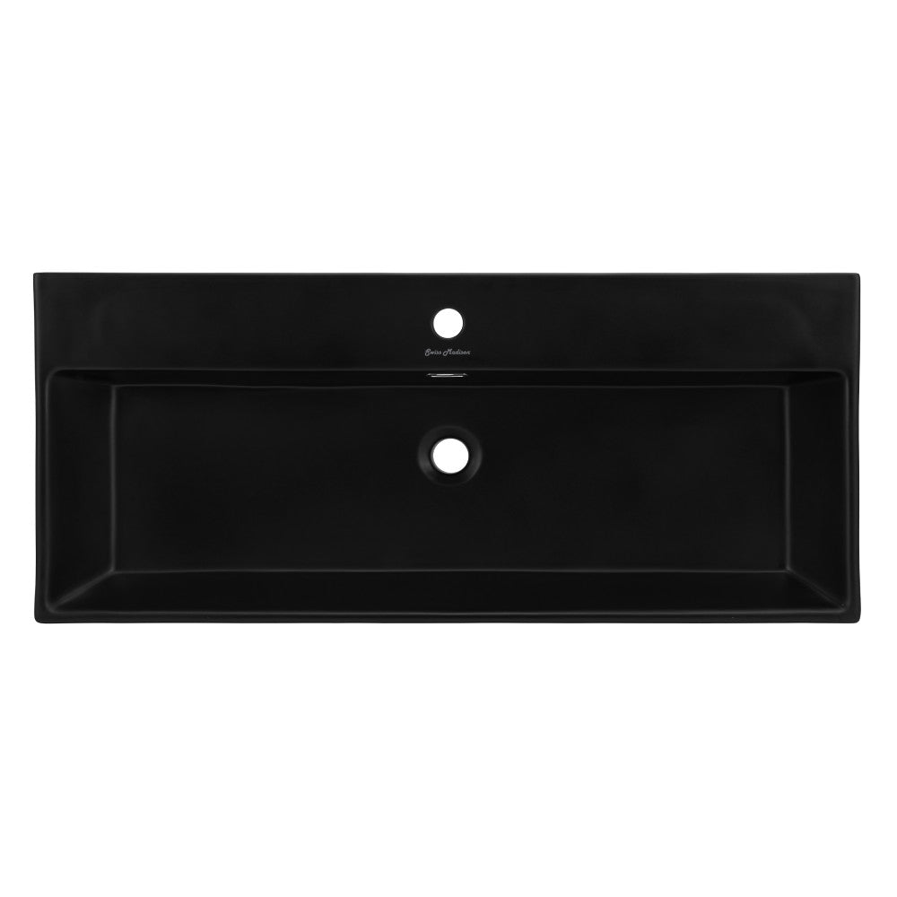 Claire 40 Ceramic Console Sink Matte Black Basin Black Legs