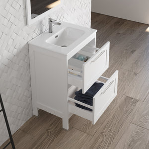 DAX Lakeside Engineered Wood and Porcelain Single Vanity with Onix Basin, 24", White DAX-LAKE012411-ONX