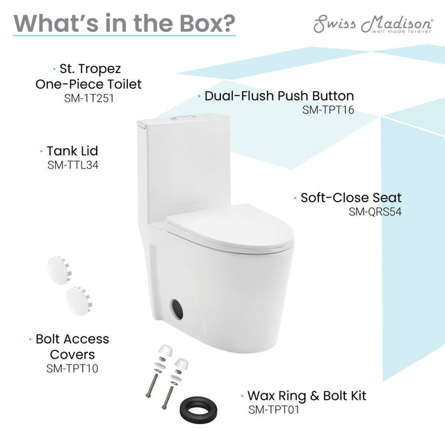 St. Tropez One-Piece Elongated Toilet, 14" Rough-In 1.1/1.6 gpf