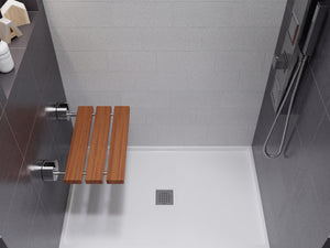 Leisure 20 in. Teak Wall Mounted Folding Shower Seat D-7-BN