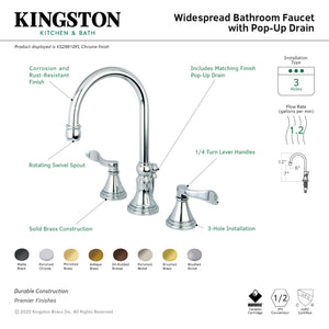 Kingston Brass KS2982DFL NuFrench Widespread Bathroom Faucet with Brass Pop-Up, Polished Brass