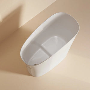 Cascade II 48" Single Slipper Japanese Soaking Freestanding Bathtub in Matte White, Stool Included