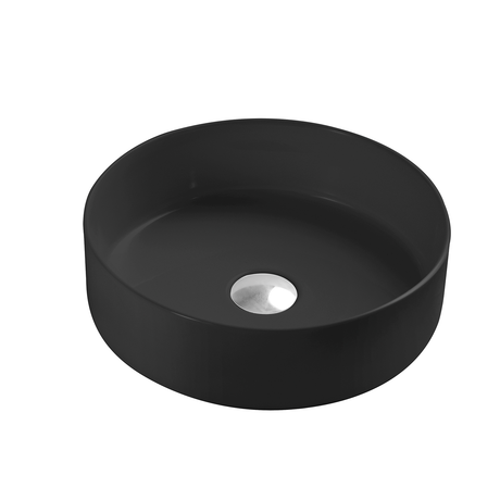 DAX Ceramic Round Bathroom Vessel Basin, 14", Matte Black DAX-CL1277-BM