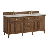 Lorelai 72" Double Vanity, Mid-Century Walnut, w/ 3 CM Siberian Silestone Top