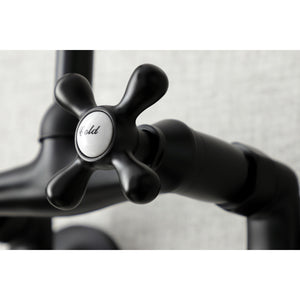 Kingston Brass KS214MB Kingston Two Handle Wall Mount Kitchen Faucet, Matte Black