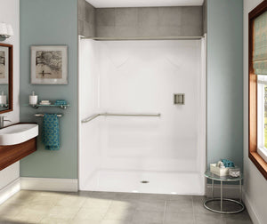 MAAX 106078-000-002-113 OPS-6036-RS - ADA L-Bar AcrylX Alcove Center Drain One-Piece Shower in White