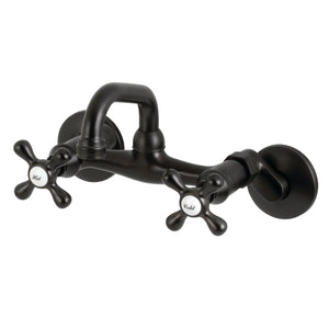 Kingston Brass KS212MB Two-Handle Wall Mount Bar Faucet, Matte Black