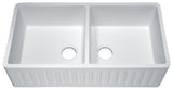 ANZZI K-AZ8323 Petima Farmhouse Reversible Apron Front Solid Surface 35 in. Double Basin Kitchen Sink in White