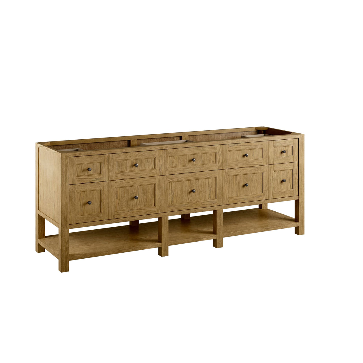 Breckenridge 84" Double Vanity, Light Natural Oak w/ 3 CM Eternal Jasmine Pearl Top