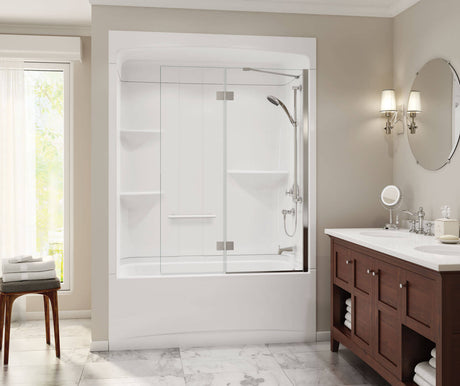 MAAX 105916-SL-000-001 Camelia TSR-6032 Acrylic Alcove Left-Hand Drain Three-Piece Tub Shower in White