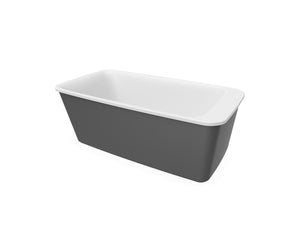 MAAX 105798-000-001-107 Lounge AcrylX Freestanding End Drain Bathtub in White with Thundey Grey Skirt