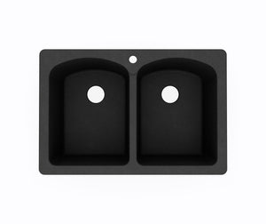 Swanstone KSLB-3322 22 x 33 Swanstone Dual Mount Double Bowl Sink in Black Galaxy KS02233LB.015