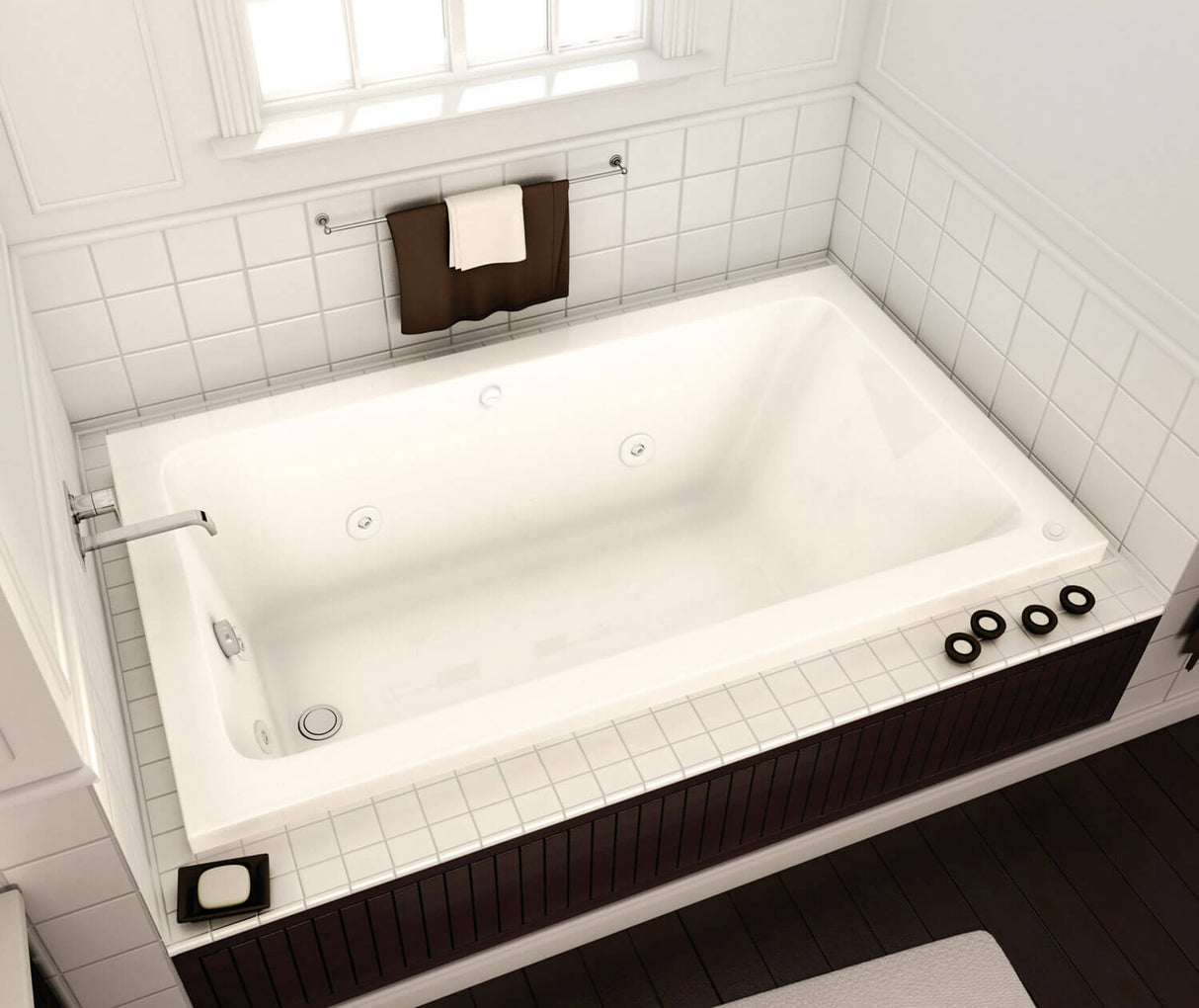 MAAX 101461-097-001-100 Pose 7242 Acrylic Drop-in End Drain Combined Whirlpool & Aeroeffect Bathtub in White