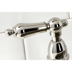 Kingston Brass KS1276ALBS Heritage Bridge Kitchen Faucet with Brass Sprayer, Polished Nickel
