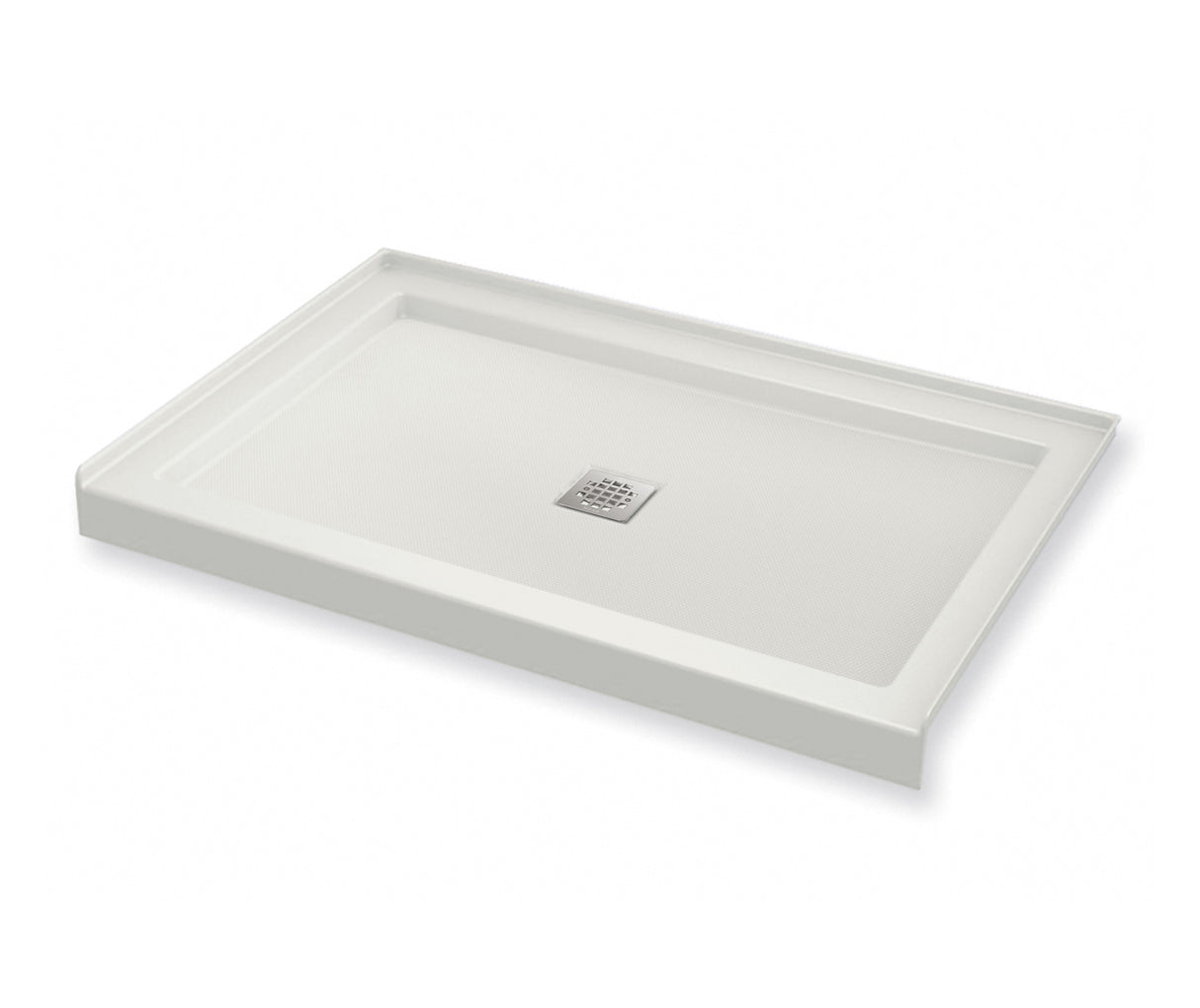 MAAX 420003-541-001-100 B3Square 4836 Acrylic Alcove Shower Base in White with Anti-slip Bottom with Center Drain