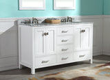 ANZZI VT-MRCT0060-WH Chateau 60 in. W x 22 in. D Bathroom Vanity Set in White with Carrara Marble Top with White Sink