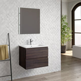 DAX Pasadena Engineered Wood and Porcelain Onix Basin with Single Vanity Cabinet, 24", Wenge DAX-PAS012413-ONX