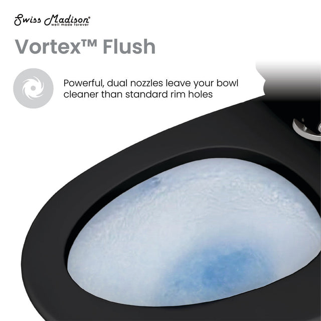 St. Tropez One Piece Elongated Toilet Dual Vortex Flush 1.1/1.6 gpf with 10" Rough-In, Matte Black