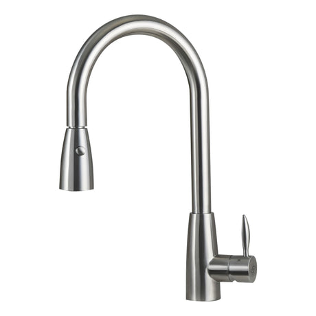 DAX Stainless Steel Single Handle Pull Down Kitchen Faucet with Dual Sprayer, Brushed Stainless Steel DAX-002-02B