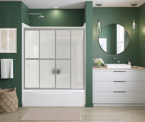 MAAX 105410-970-084-000 Polar 54-59 ½ x 57 in. Bypass Tub Door for Alcove Installation with Raindrop glass in Chrome