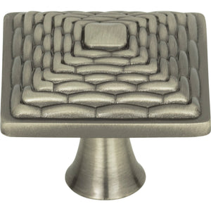 Atlas Homewares Mandalay Square Knob 1 1/4 Inch Brushed Nickel