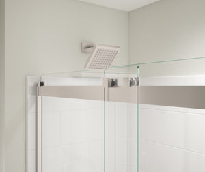 MAAX 135690-900-305-000 Revelation Square 44-47 x 70 ½-73 in. 6 mm Bypass Shower Door for Alcove Installation with Clear glass in Brushed Nickel