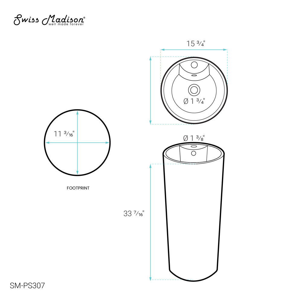 Monaco Circular Basin Pedestal sink