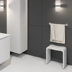 DAX Solid Surface Bathroom Stool,  Matte White Finish, 15-3/4 x 17-1/8 x 11-13/16 Inches (DAX-ST-02) DAX-ST-02