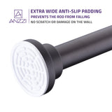 ANZZI AC-AZSR88ORB 48-88 Inches Shower Curtain Rod with Shower Hooks in Oil Rubbed Bronze | Adjustable Tension Shower Doorway Curtain Rod | Rust Resistant No Drilling Anti-Slip Bar for Bathroom | AC-AZSR88ORB