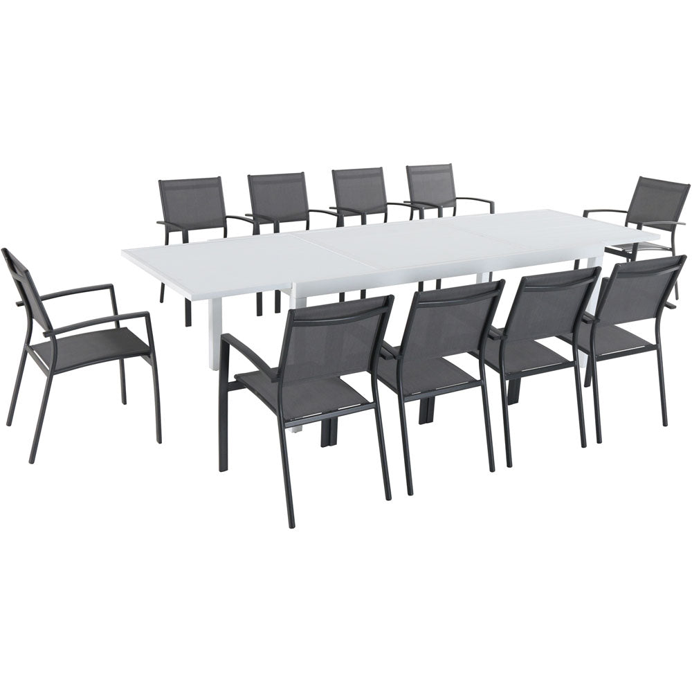 Hanover DELDN11PC-WG Del Mar11pc: 10 Aluminum Sling Chairs, Aluminum Extension Table