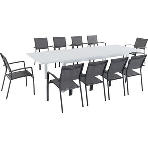 Hanover DELDN11PC-WG Del Mar11pc: 10 Aluminum Sling Chairs, Aluminum Extension Table