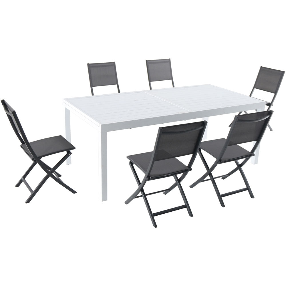 Hanover DELDN7PCFD-WG Del Mar7pc: 6 Aluminum Folding Sling Chairs, Aluminum Extension Table