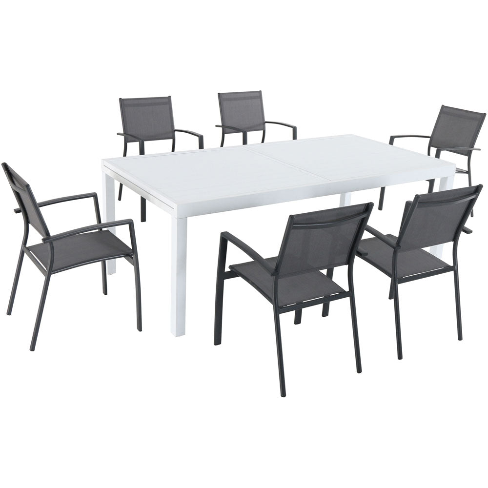 Hanover DELDN7PC-WG Del Mar7pc: 6 Aluminum Sling Chairs, Aluminum Extension Table