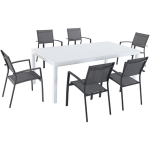 Hanover DELDN7PC-WG Del Mar7pc: 6 Aluminum Sling Chairs, Aluminum Extension Table
