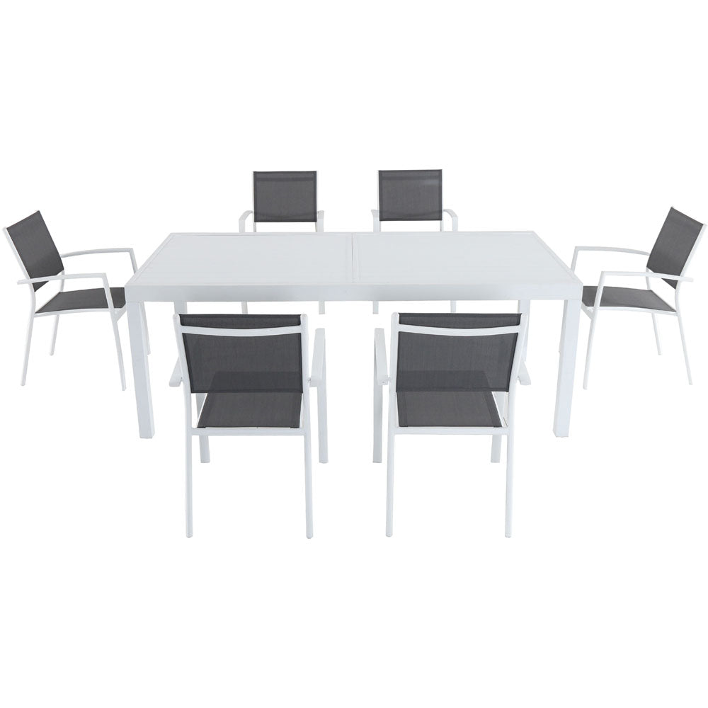 Hanover DELDN7PC-WW Del Mar7pc: 6 Aluminum Sling Chairs, Aluminum Extension Table