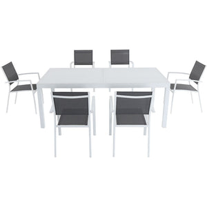 Hanover DELDN7PC-WW Del Mar7pc: 6 Aluminum Sling Chairs, Aluminum Extension Table