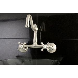 Kingston Brass KS3228AX Vintage 6" Adjustable Center Wall Mount Kitchen Faucet, Brushed Nickel