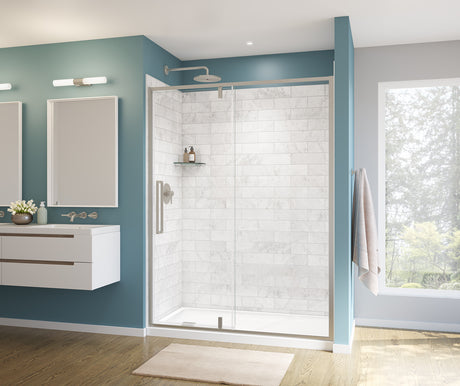 MAAX 135326-900-305-000 Uptown 57-59 x 76 in. 8 mm Pivot Shower Door for Alcove Installation with Clear glass in Brushed Nickel